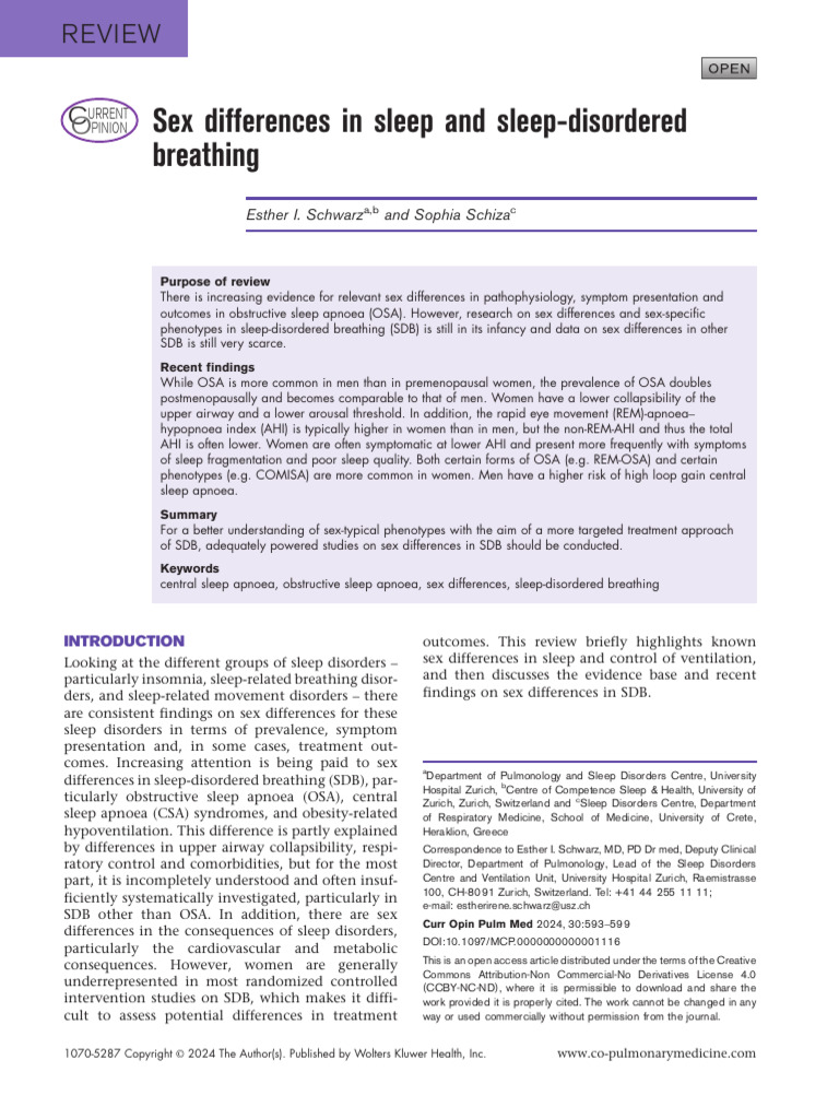 Sex Differences in Sleep Disorders | PDF | Sleep Apnea | Sleep Disorder