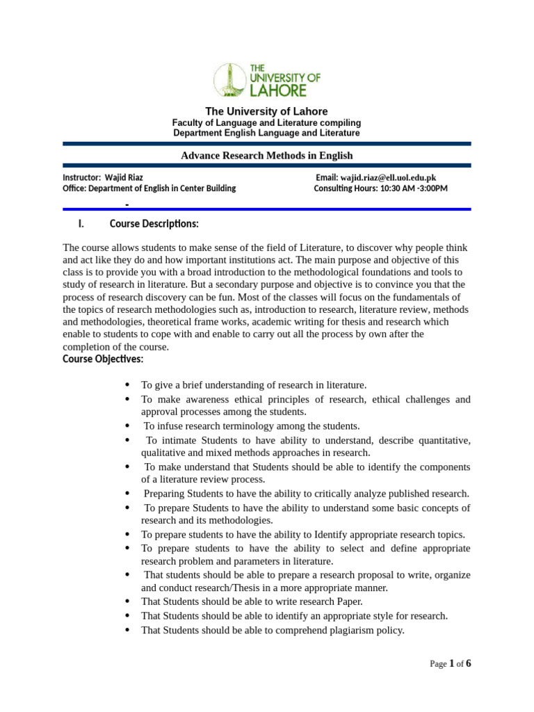 Advanced Research Methods in Literature | PDF | Methodology ...