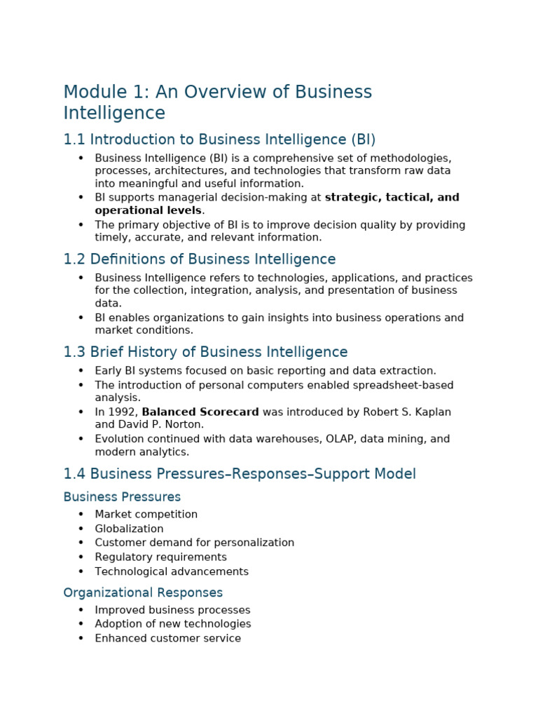 Business Intelligence Overview and Framework | PDF | Data Warehouse ...