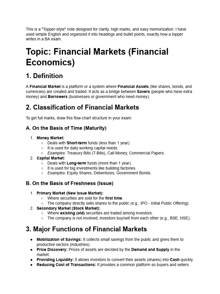 Market Notes | PDF | Market Liquidity | Financial Markets