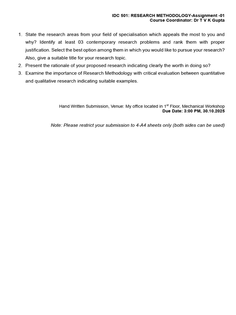 Research Methodology Assignment Guide | PDF