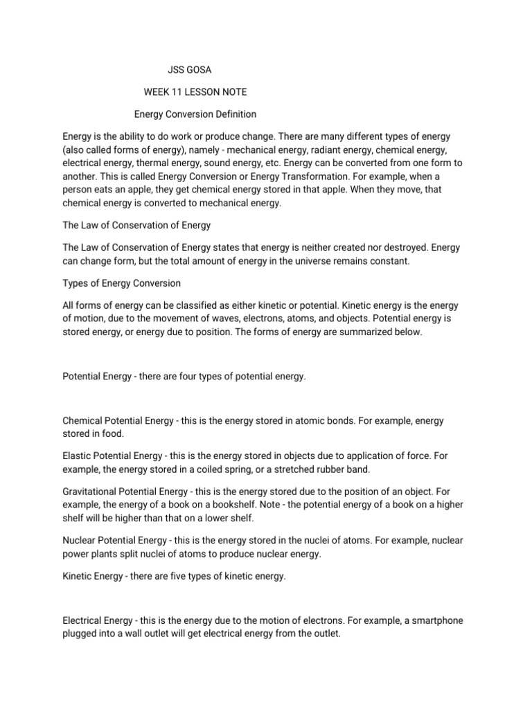 Energy Conversion: Types & Examples | PDF