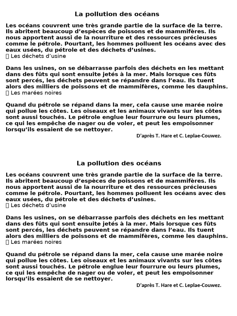 Pollution des océans : causes et impacts | PDF