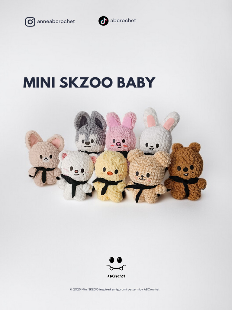 Padrão Amigurumi Mini SKZOO | PDF | Tecidos estampados | Crochê