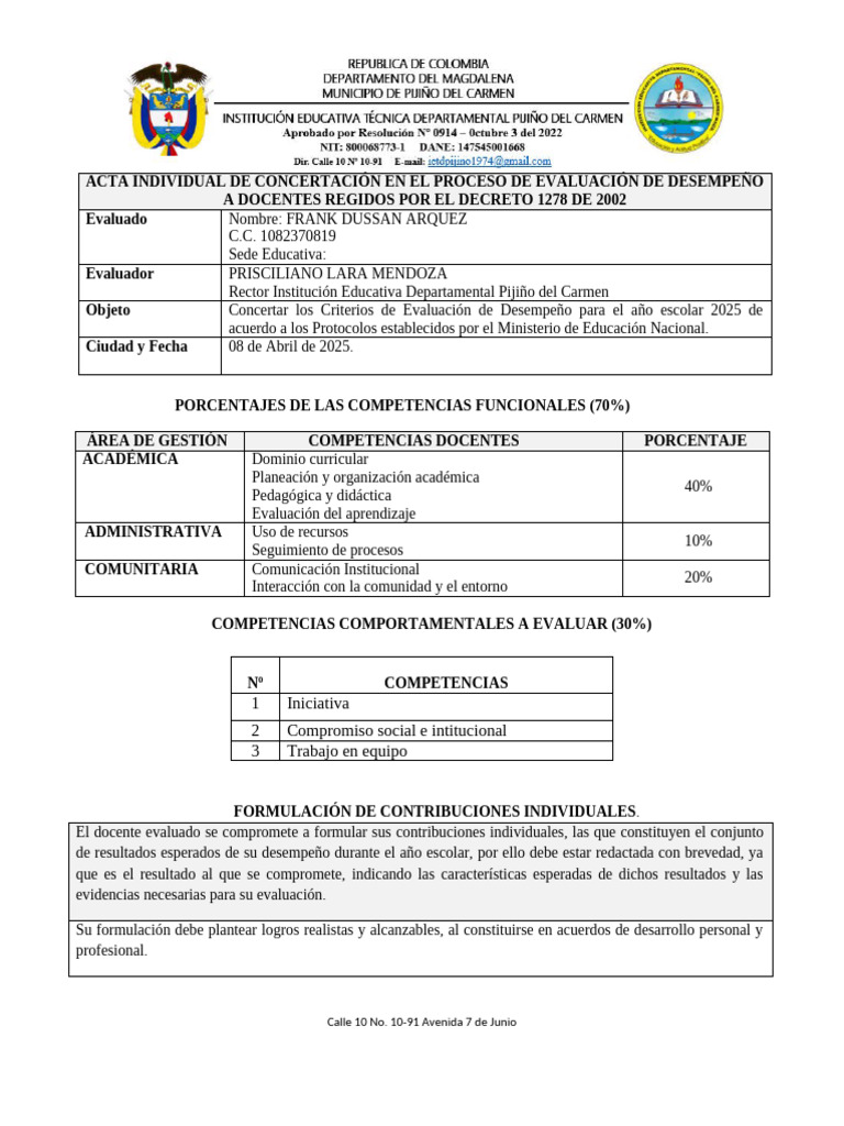 Evaluación de Desempeño Docente 2025 | PDF | Evaluación | Cognición