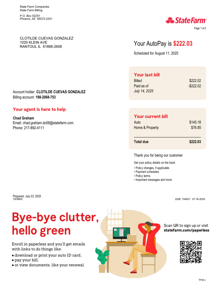 State Farm Billing Statement Overview | PDF