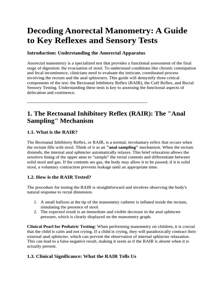 Anorectal Manometry Explained: Key Tests | PDF | Rectum | Clinical Medicine