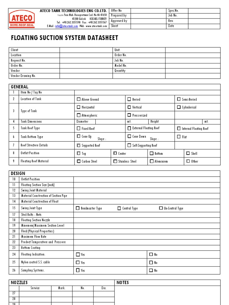Floating Suction System Datasheet | PDF | Computers