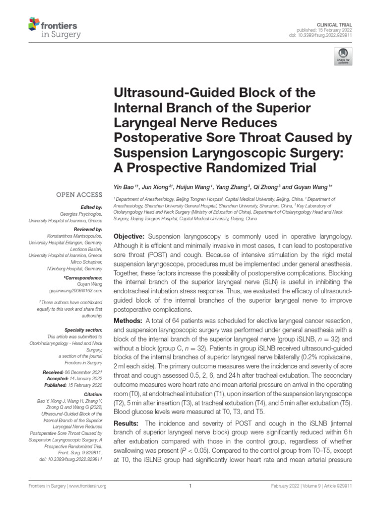 Laryngeal Blockade Reducción de Molestias Postint | PDF | Surgery ...