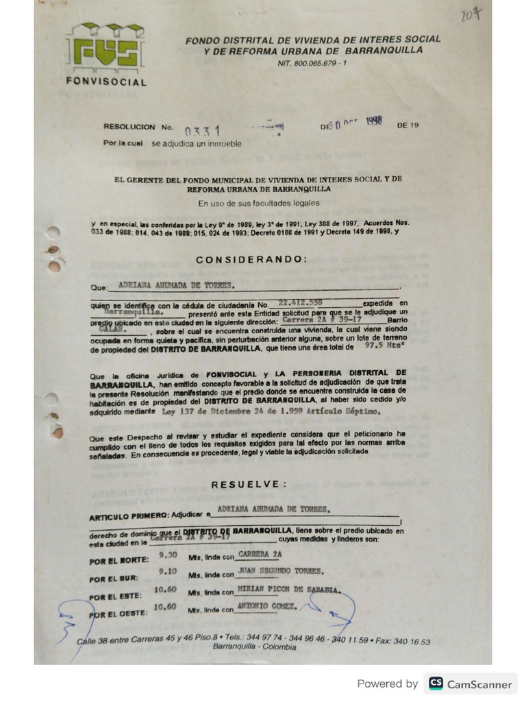 Resol Fonvisocial 0331 -1998 | PDF