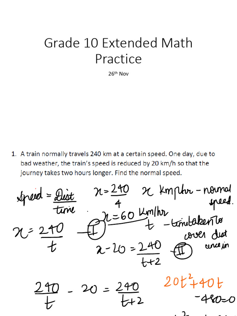 Grade 10 Extended Math Practice_Disttime_Trigonometry_27thNov | PDF