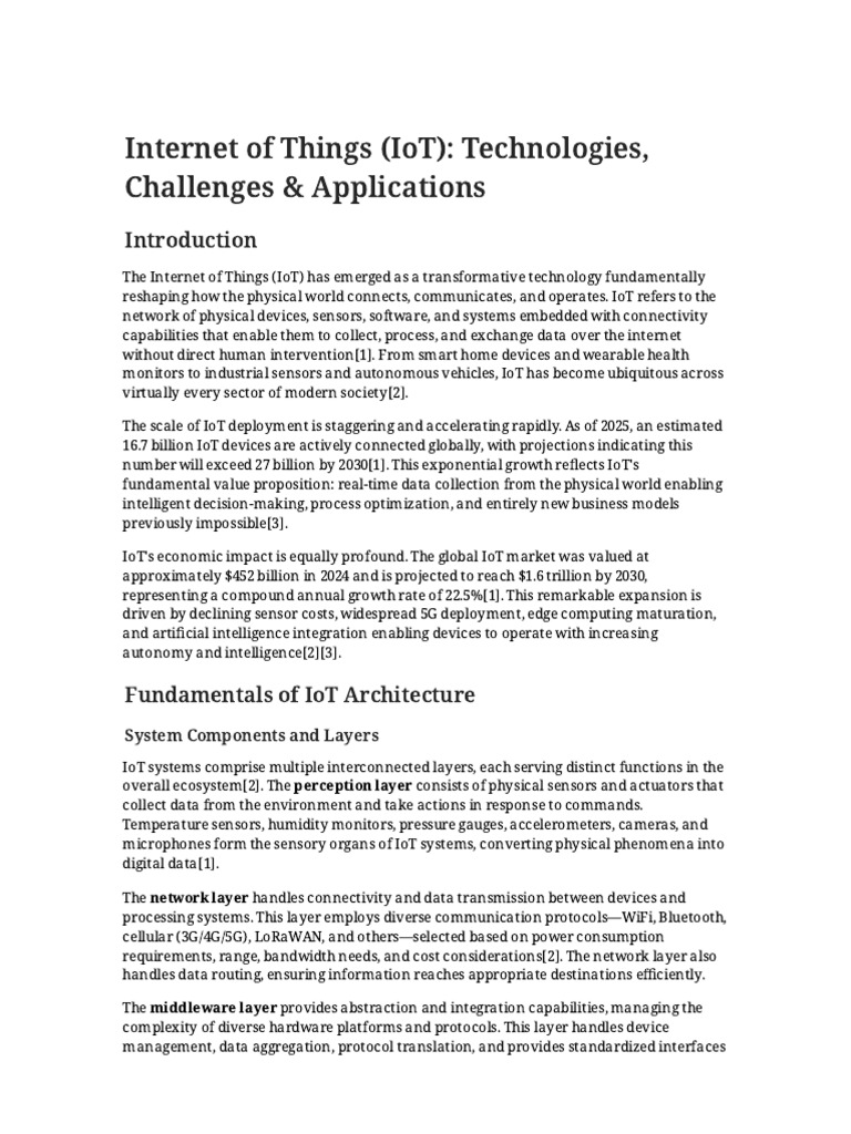 IoT Overview: Technologies & Security Challenges | PDF | Internet Of ...