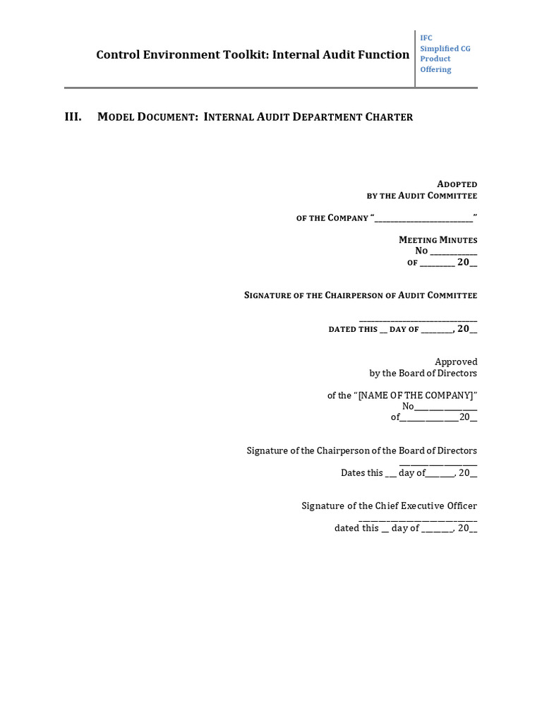Internal Audit Department Charter Guide | PDF | Internal Audit ...