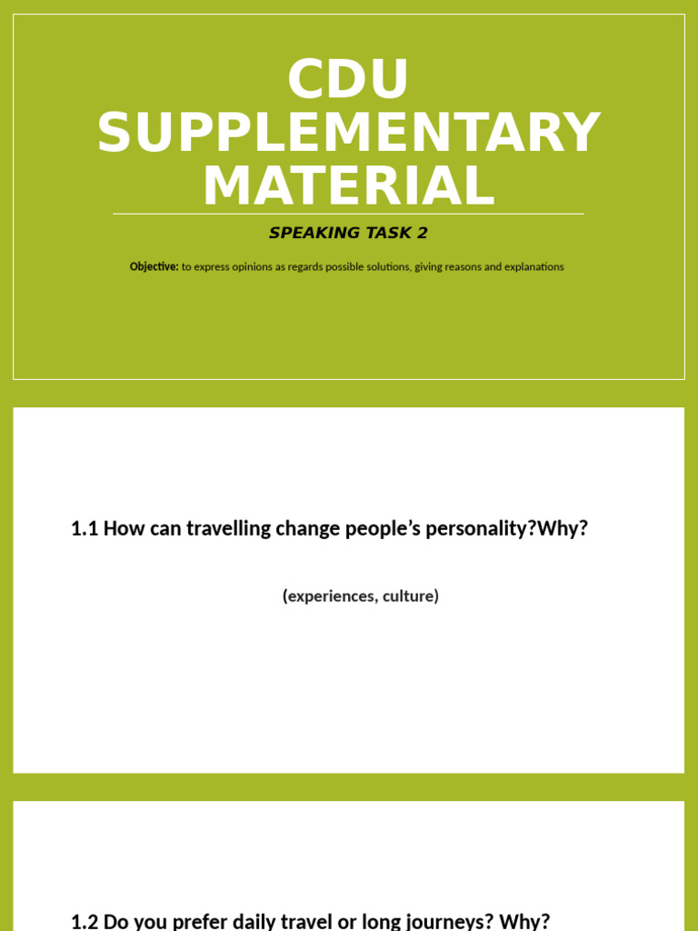 Cdu Supplementary Material Speaking Task 2 | PDF