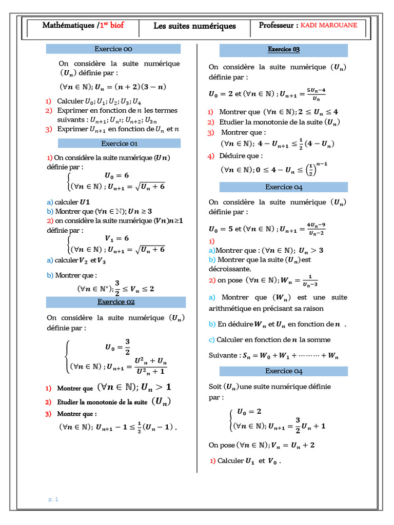Suites numériques en mathématiques | PDF | Entier naturel | Mathématiques