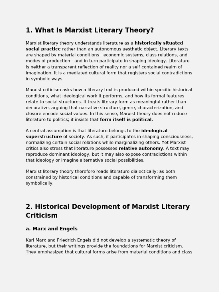 Marxist Literary Theory Explained | PDF | Marxism | Ideologies
