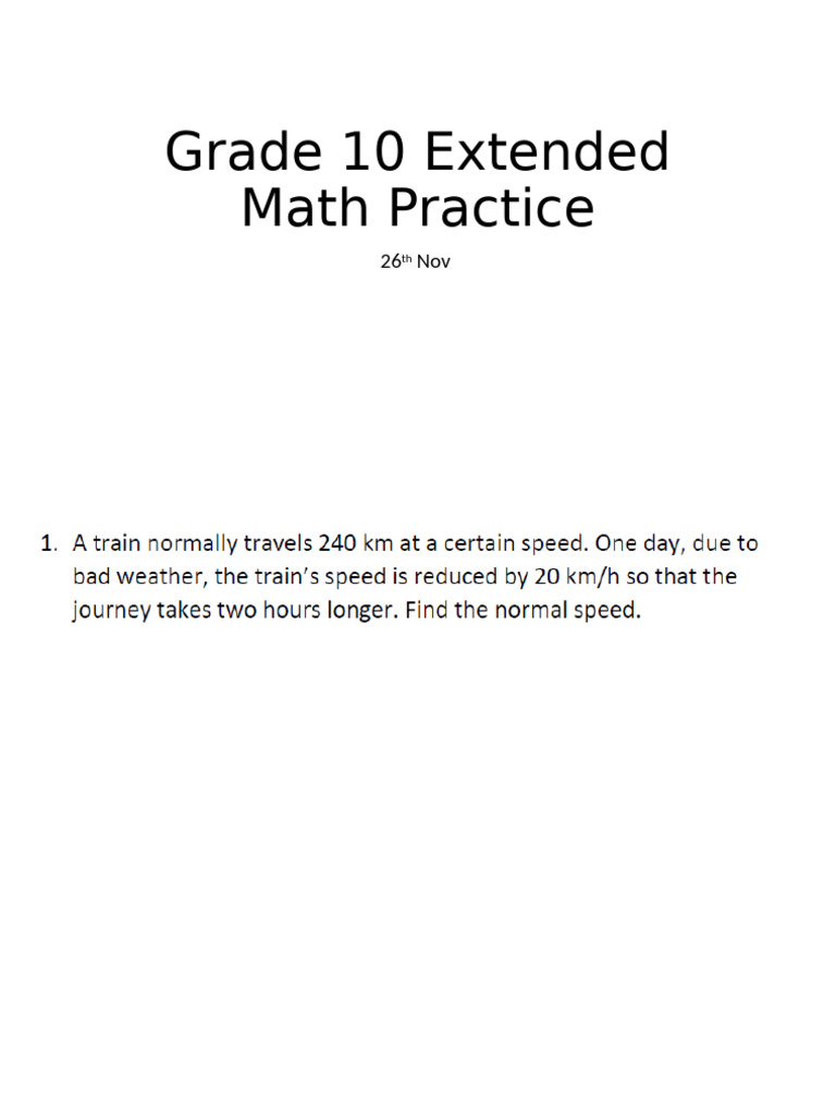 Grade 10 Extended Math Practice_Disttime_Trigonometry_27thNov | PDF