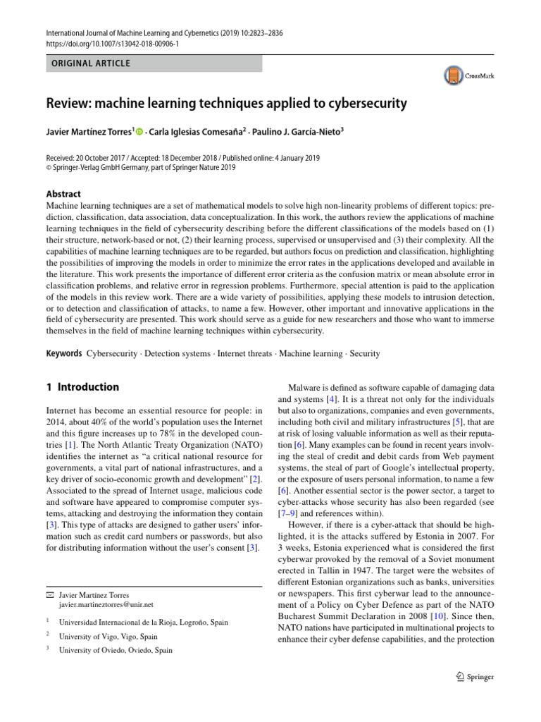 Machine Learning in Cybersecurity Review | PDF | Machine Learning ...