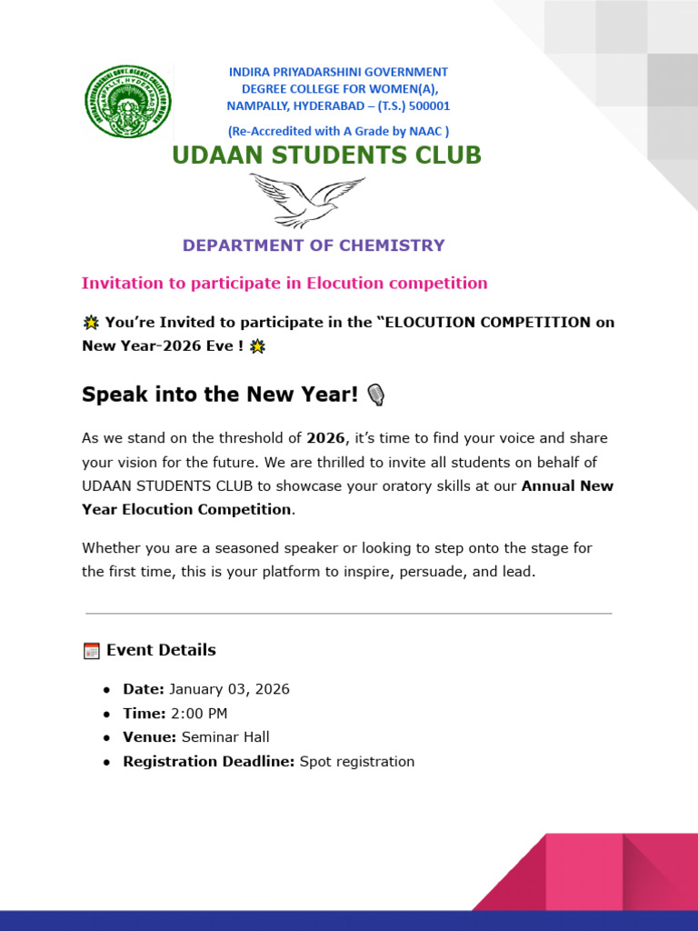 Elocution Flyer - Udaan Club | PDF
