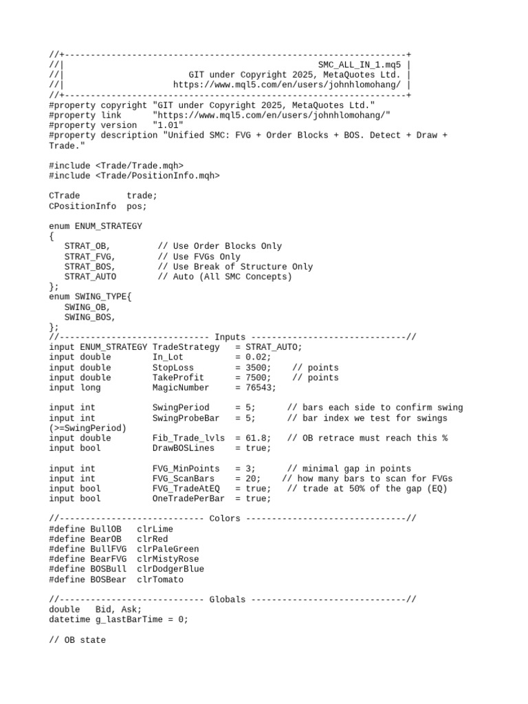 Unified SMC Trading Strategy Script | PDF | Computer Programming ...