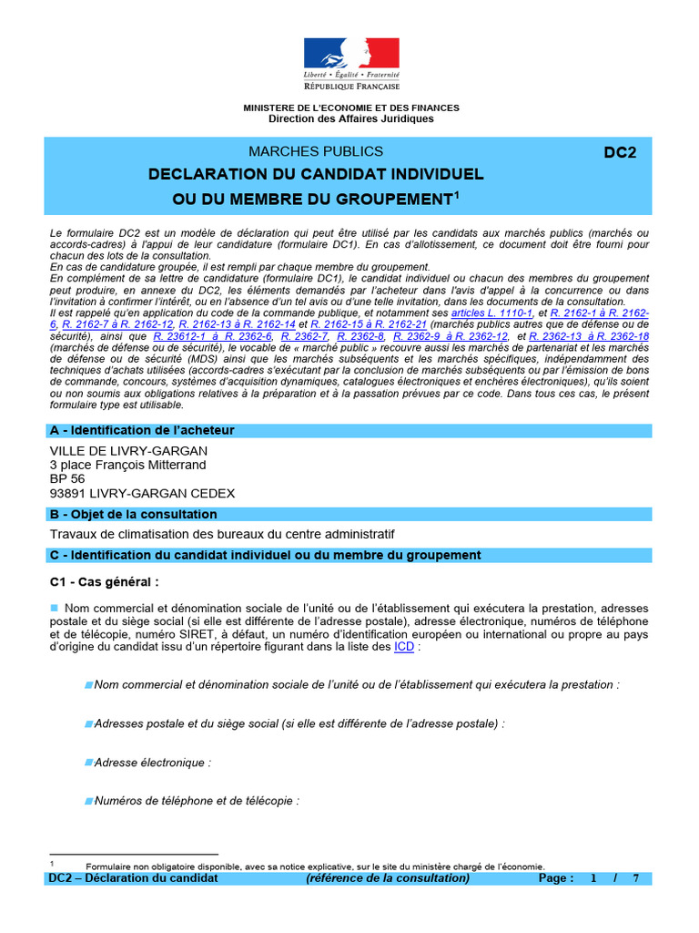 Formulaire DC2 pour marchés publics | PDF | Assurance | Sécurité