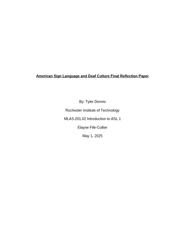 ASL Learning Experience and Deaf Culture | PDF | American Sign Language ...