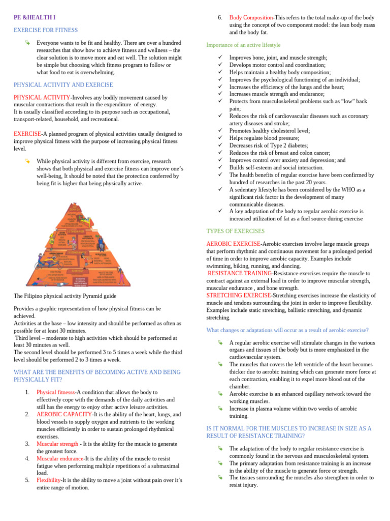 Fitness and Exercise Benefits Explained | PDF | Physical Fitness ...
