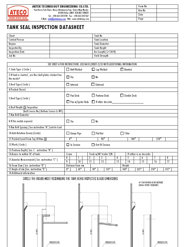 Tank Seal Datasheet PDF Pipe (Fluid Conveyance) Manufactured Goods