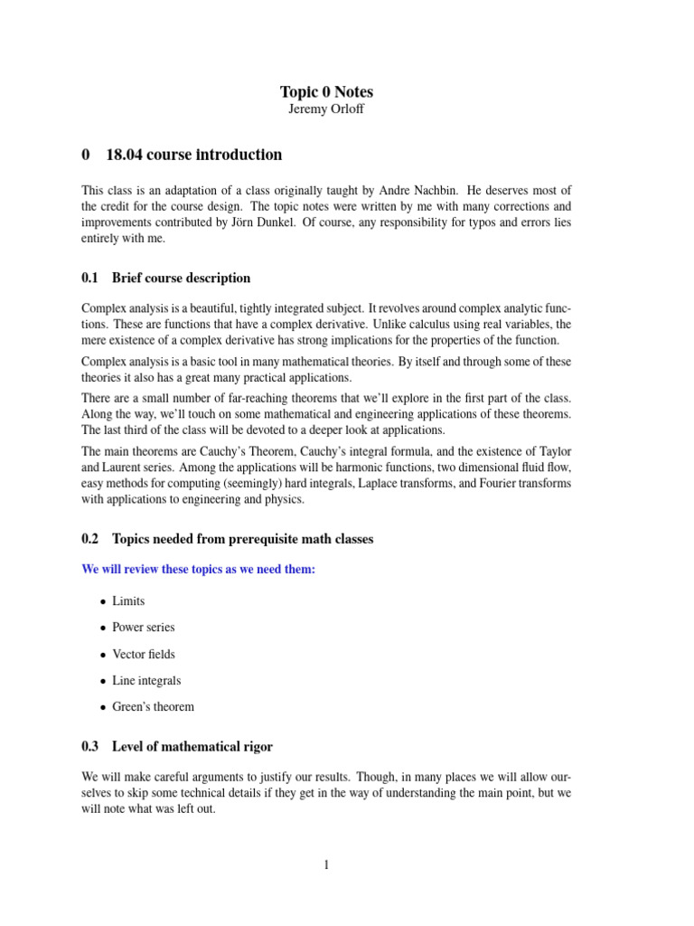 Introduction to Complex Analysis Course | PDF | Complex Number | Norm ...