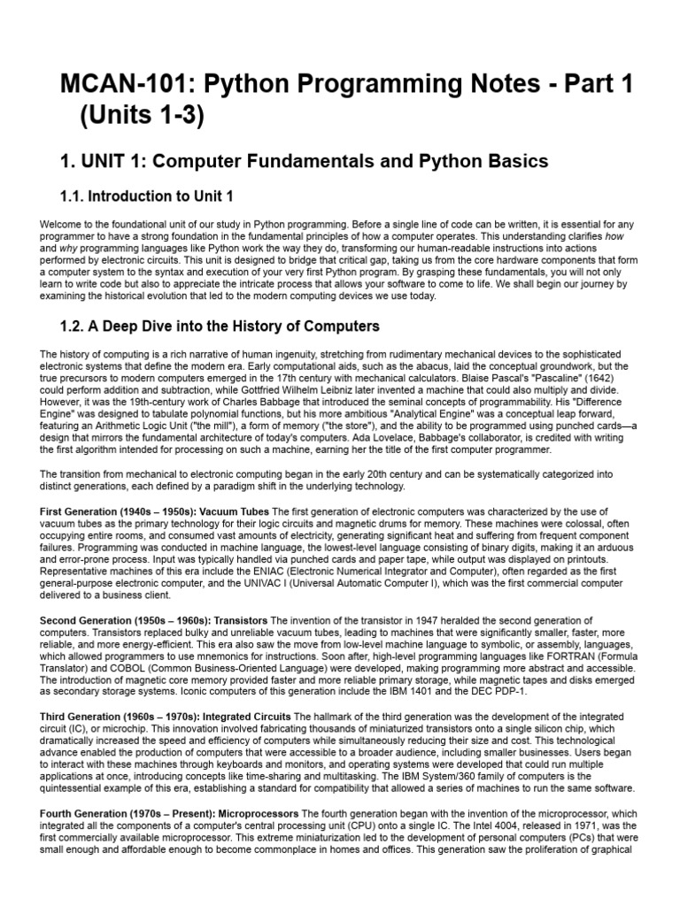 Python Programming Basics Overview | PDF | Random Access Memory ...