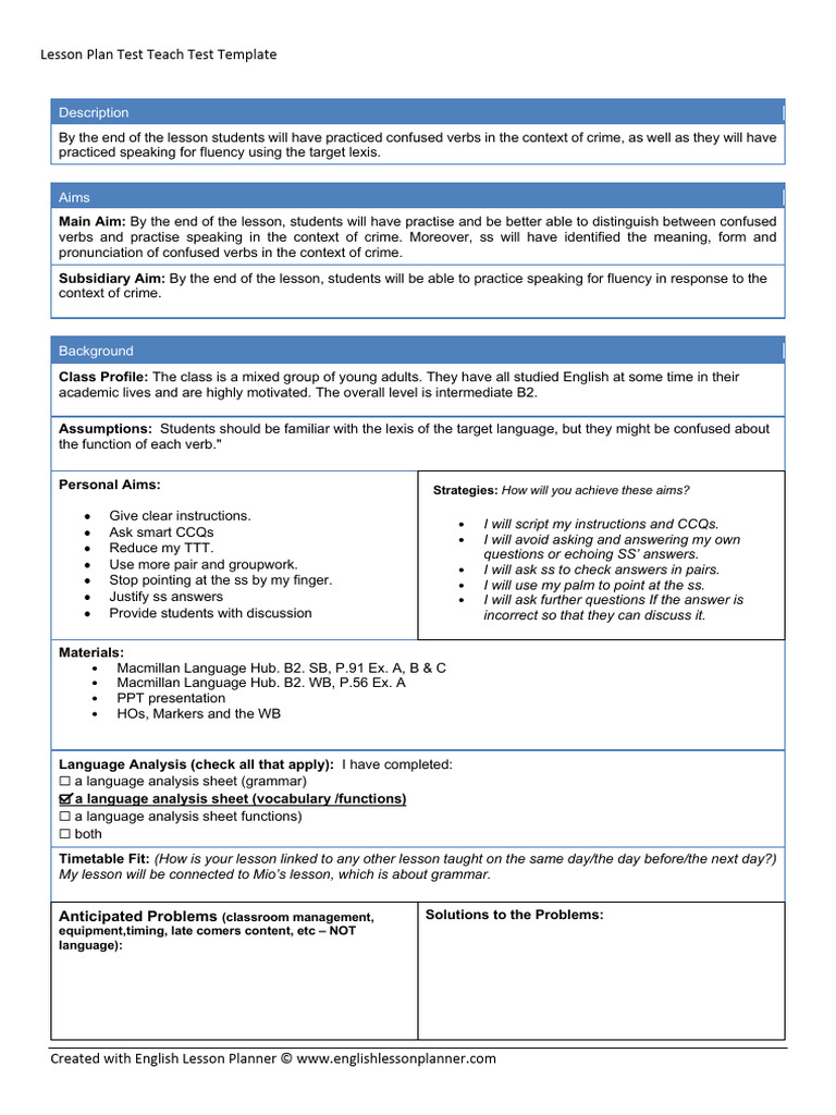 Confused Verbs Lesson Plan for Crime | PDF | Lesson Plan | Linguistics