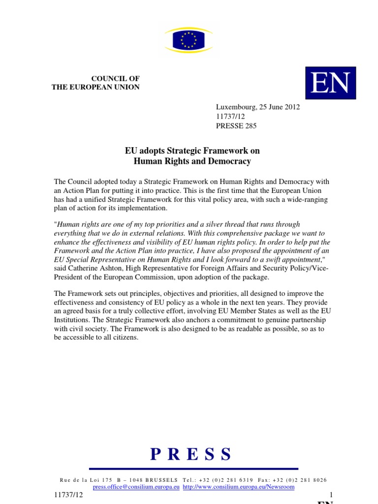 EU Strategic Framework on Human Rights | PDF