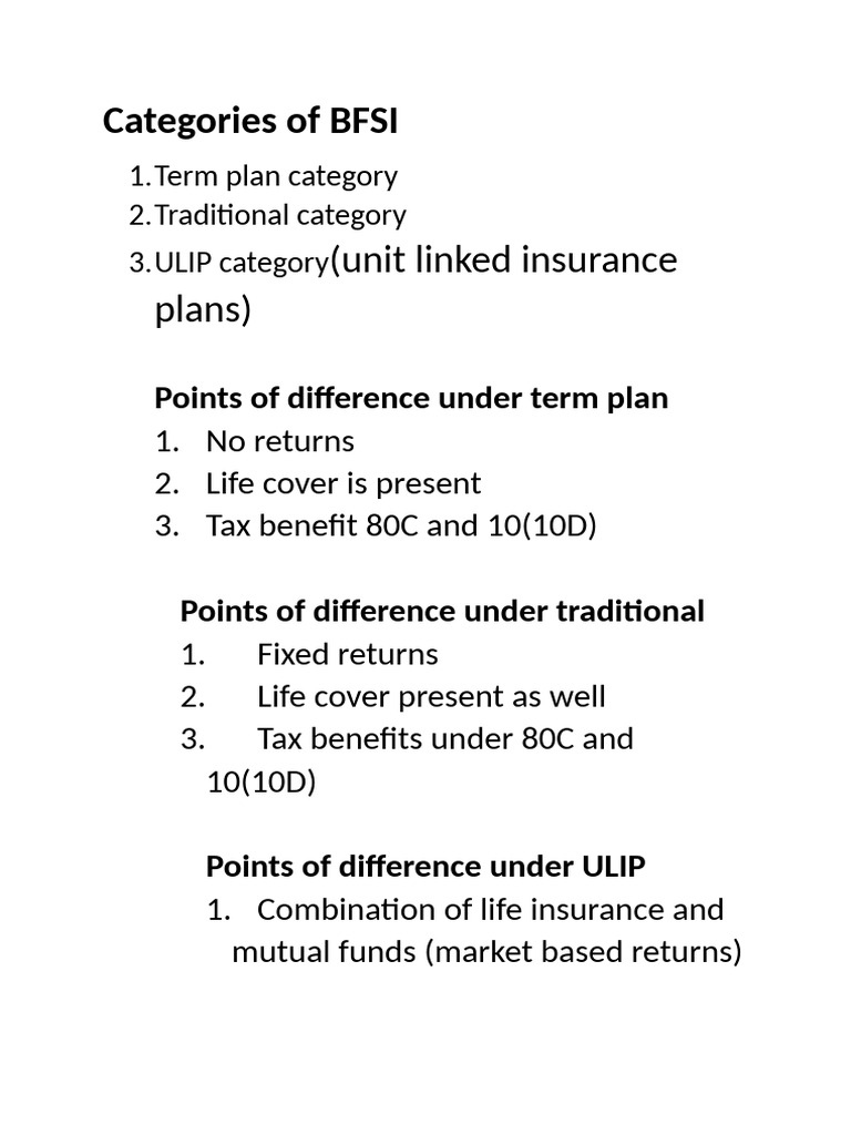 Categories of BFSI | PDF
