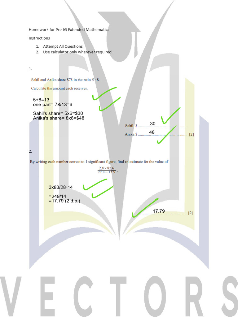 Pre-IG Extended Mathematics Homework | PDF
