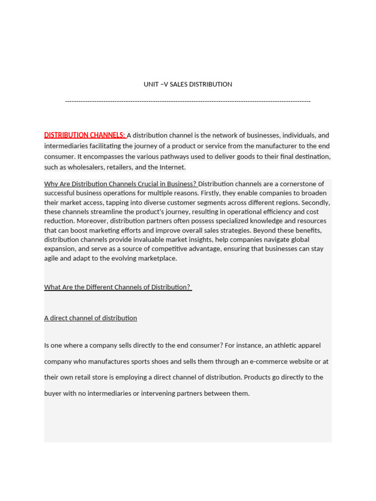 Understanding Sales Distribution Channels | PDF | Franchising | Retail