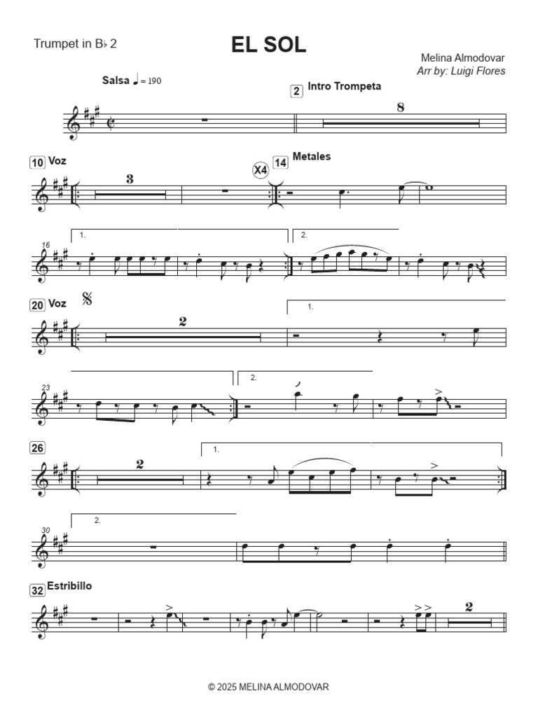 "El Sol Trumpet Sheet Music" | PDF