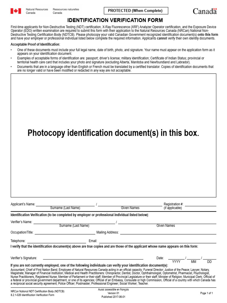 NDT Certification Identification Form | PDF | Identity Document ...
