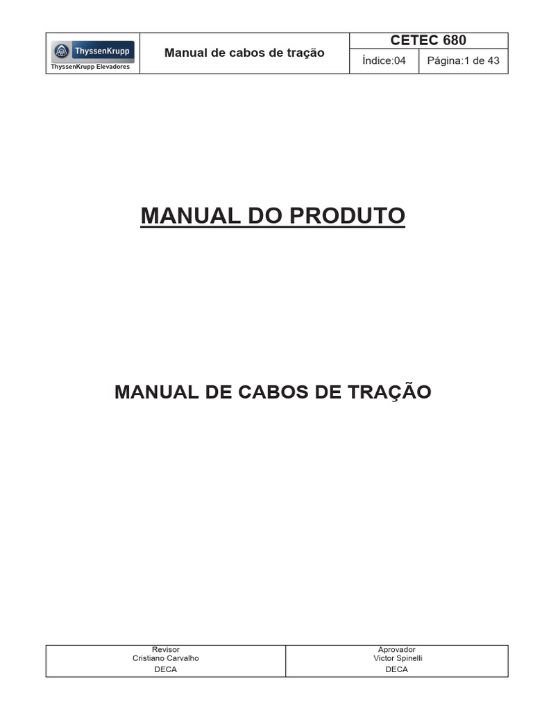 Manual de Cabos de Tração TKE CETEC 680 | PDF | Corrosão | Rede elétrica