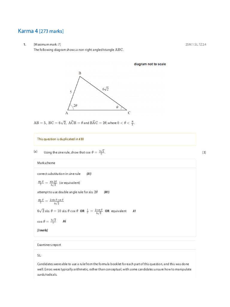 Triangle and Quadratic Problem Solutions | PDF | Logarithm ...