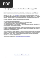 Yorktown University Announces Free Online Lecture on Pornography, Libel and Press Freedom