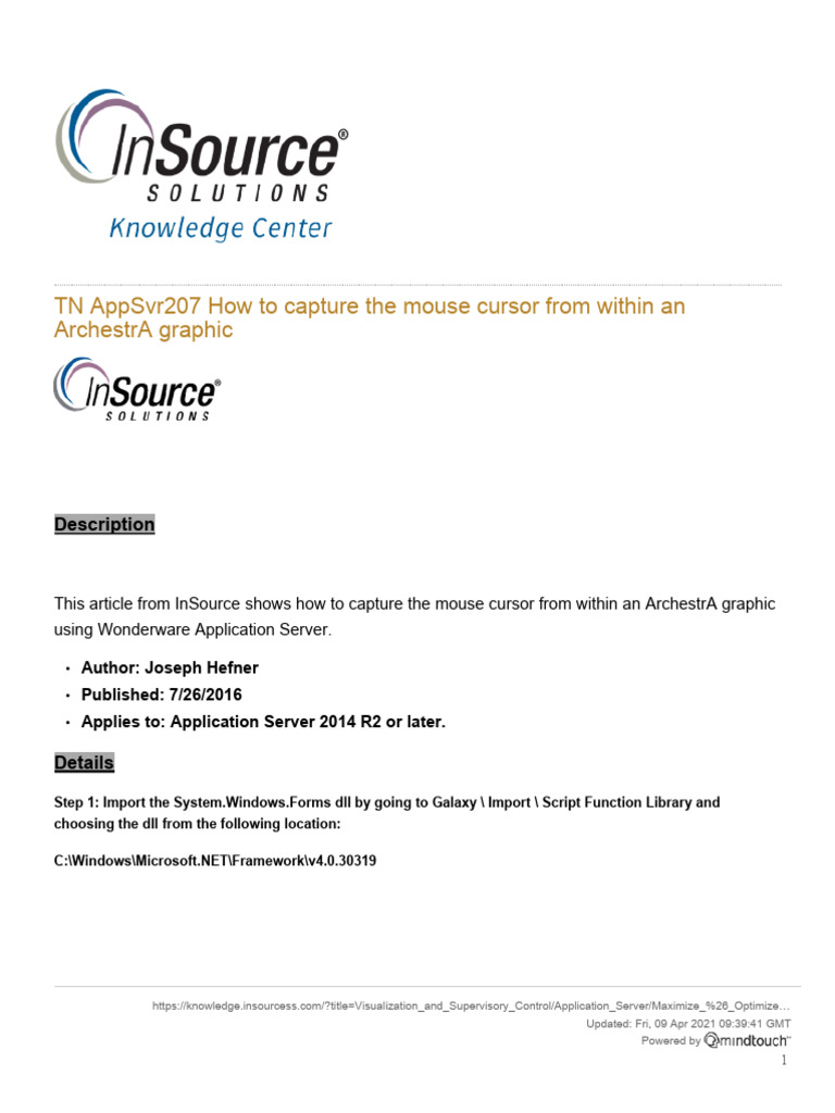 Capture Mouse Cursor in ArchestrA Graphics | PDF | Software Engineering ...
