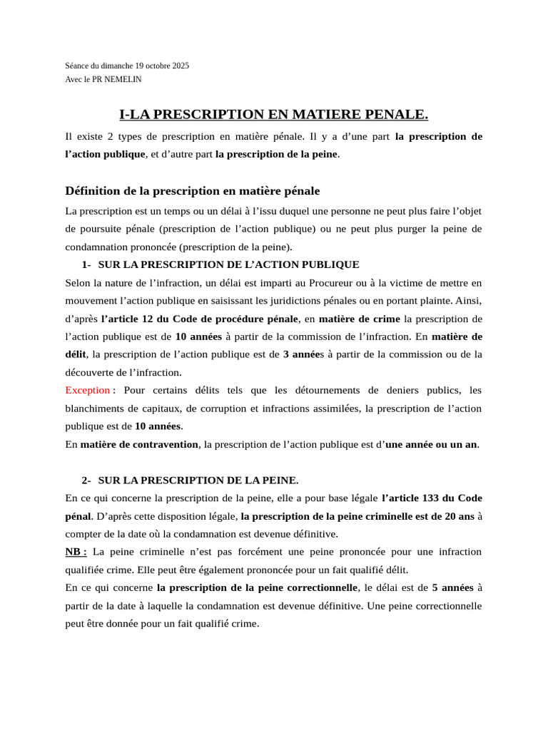 Prescription et tentative en droit pénal | PDF | Crimes | Crime et violence
