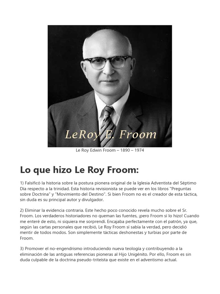 Lo Que Hizo Leroy Froom PDF Iglesia Adventista del Séptimo