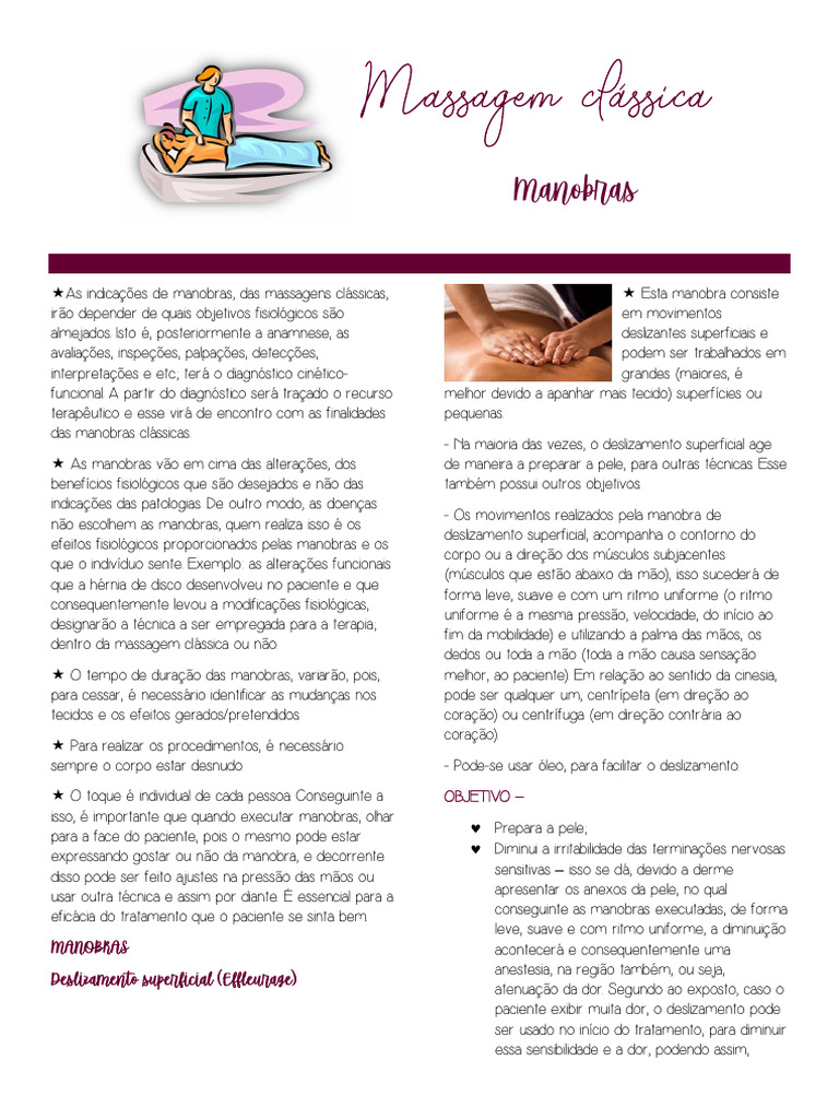 Manobras de Massagem Terapêutica | PDF | Massagem | Dor