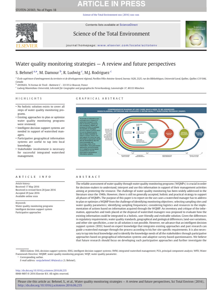 Water Quality Monitoring Strategies Review | PDF | Decision Support ...