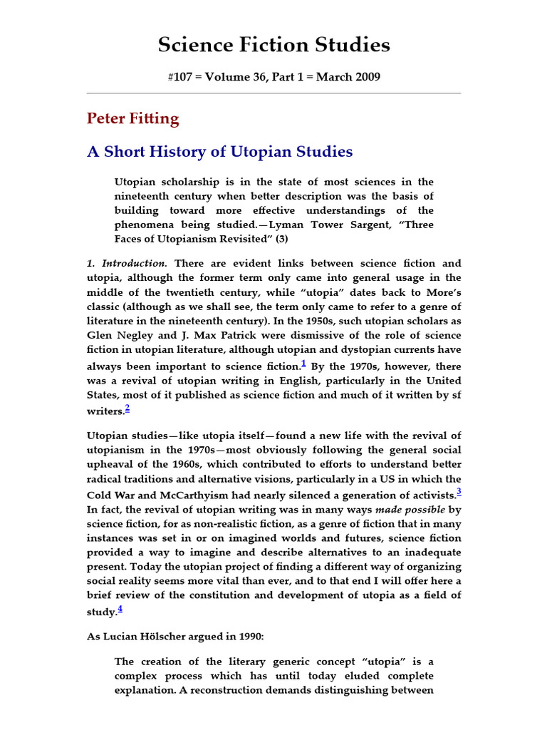 History of Utopian Studies in SF | PDF | Utopia | Dystopia