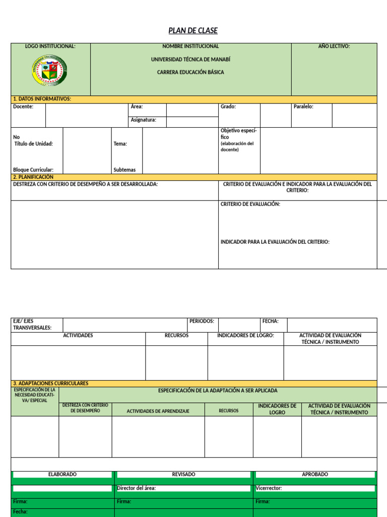Plan de Clase para Educación Básica | PDF | Evaluación | Plan de estudios