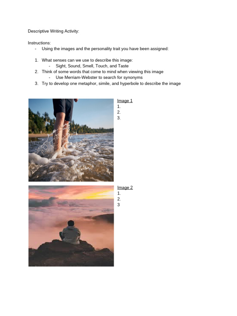 Descriptive Writing Exercise Guide | PDF
