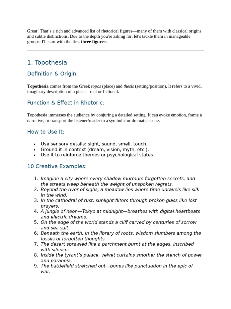 Rhetorical Figures: Definitions & Examples | PDF | Rhetoric | Metaphor