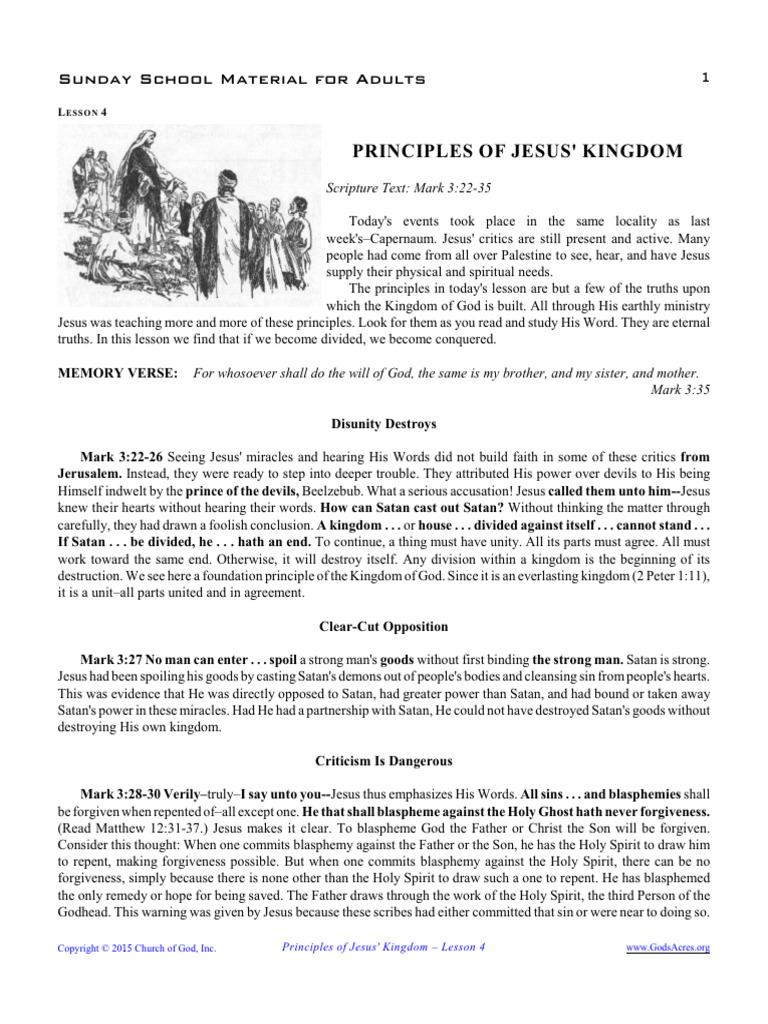 Principles of Jesus' Kingdom Lesson 4 | PDF | Theology | Christian ...